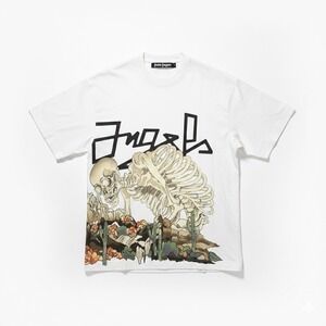 Palm Angels Desert Skull Graphic T-Shirt White Oversized Mens Tee‎ PMAA001